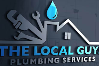 design construction, roofing, electrician, handyman or plumbing logo