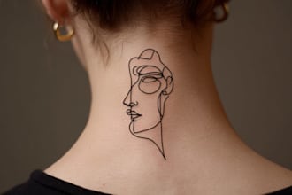 draw a minimalist line art tattoo design