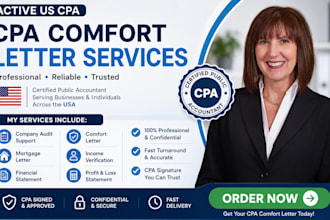 provide US CPA letter, sign US CPA comfort letter, audit financial statement
