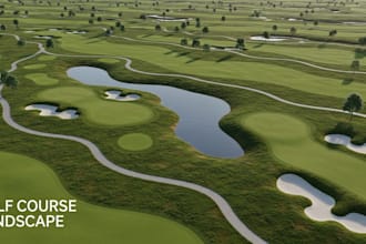 create realistic 3d golf course landscape design and environment visualization