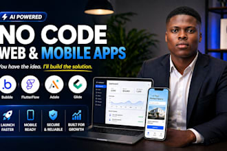 build ai no code web mobile app using bubble flutterflow adalo glide mvp