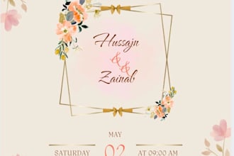 design luxury islamic nikkah invitation card in 2 hours