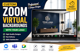 design zoom teams and google meet virtual backgrounds with your logo