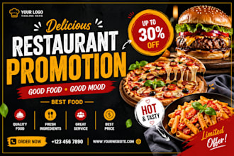 design eye catching food flyer poster and restaurant promotion banner