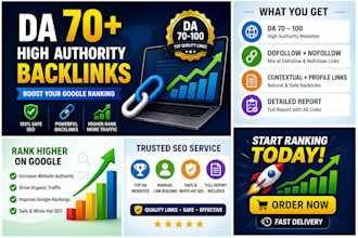 create high authority da 70 plus backlinks for SEO ranking