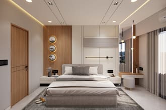 bedroom interior design and drawing