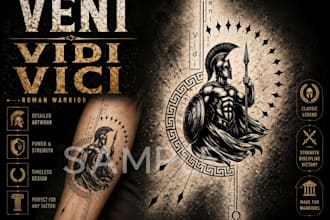 a graphic of a powerful roman warrior