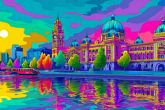 draw awesome pop art landscape building landmark from photos