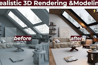 create realistic interior 3d rendering and 3d modeling