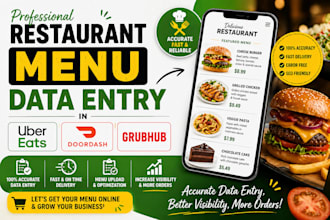 do restaurant menu data entry for ubereats, doordash and grubhub