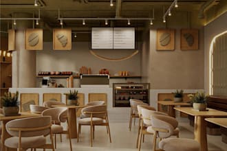 remodel restaurant 3d interior rendering,cafe interior design,coffee shop visual