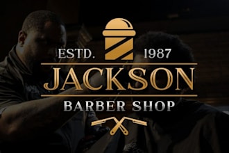 design a highly barber shop logo, vintage barbershop badge and haircut brand
