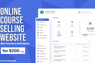 develop an online course selling website