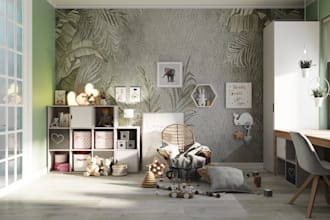 design a creative kids room interior with realistic 3d renderings