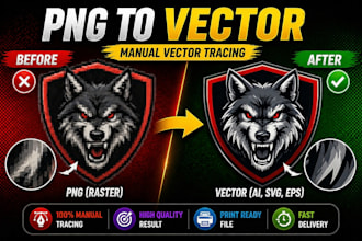 manual png to vector conversion high quality logo redraw