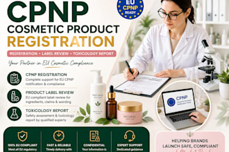 handle cpnp cosmetic product registration, product label review,toxicologyreport
