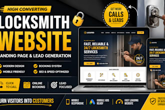 design a high converting locksmith website, locksmith landing page, and leads
