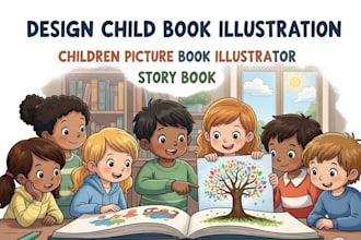 design child book illustration, children picture book illustrator, story book