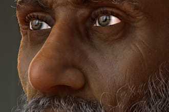 create a photorealistic 3d character bust with hair grooming
