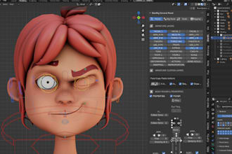 create custom 3d stylized character rigging in blender maya with blendshapes