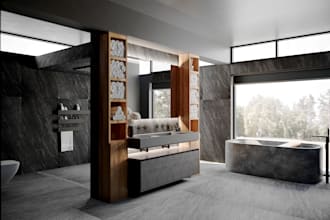 design a modern bathroom interior with realistic 3d renderings