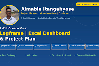create a logframe, excel dashboard and project