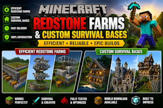 build efficient redstone farms and custom survival bases in minecraft