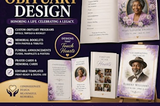 design obituary program, funeral program, funeral flyer