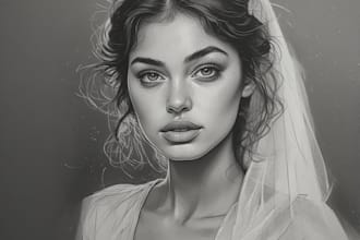 draw a custom pencil or charcoal portrait