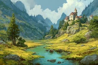 create landscape illustrations and scenery