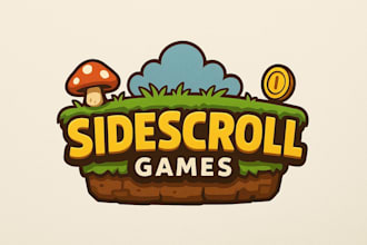 design a creative 2d side scrolling video game logo for your game