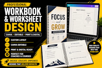 design workbook, worksheet and canva graphics for your brand