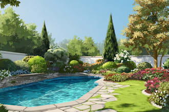a harmonious landscape backyard design as a landscape architect
