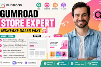 design gumroad store gumroad website SEO digital product setup sales funnel