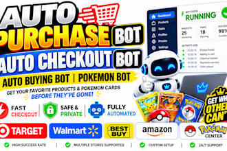 do auto purchase bot for target bot, pokemoncenter bot, bestbuy bot, walmart bot