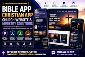 develop bible app christian church website ministry prayer app logo