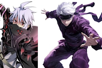 draw 2d anime character illustration in color