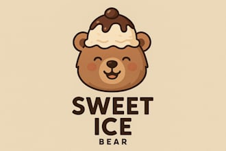 create sweet ice bear head logo for you with my on creativity