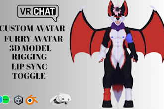 design 3d character model  vrchat avatar furry anime vtuber