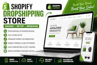 setup shopify dropshipping store build shopify store design shopify website