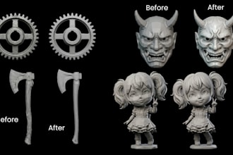 do stl file repair, mesh repair, custom 3d stl file modification, fix obj file