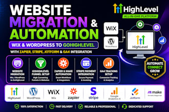 migrate wix wordpress website to gohighlevel with ga4 jotform xero stripe zapier