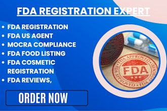 do fda cosmetic mocra compliance, fda food facility registration, fda US agent