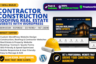 build contractor, construction, roofing, real estate website with wordpress