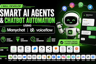 develop smart ai agents chatbot automation ai developer using manychat voiceflow