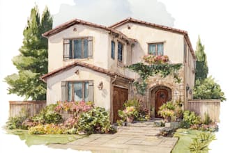 paint custom digital watercolor house, home building portrait illustrations