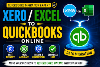migrate data from xero or excel to quickbooks online