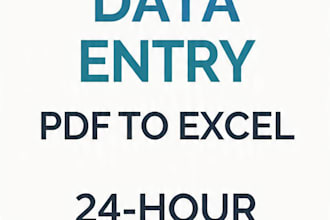 do fast data entry, PDF to excel in 24 hours