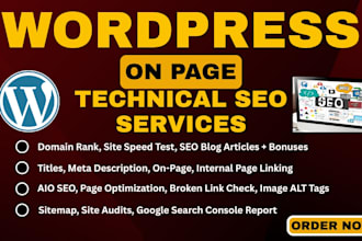 do wordpress on page and technical SEO, audit, and indexing