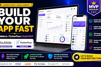 build bubble io app, saas, flutterflow mvp mobile app developer, bubble website